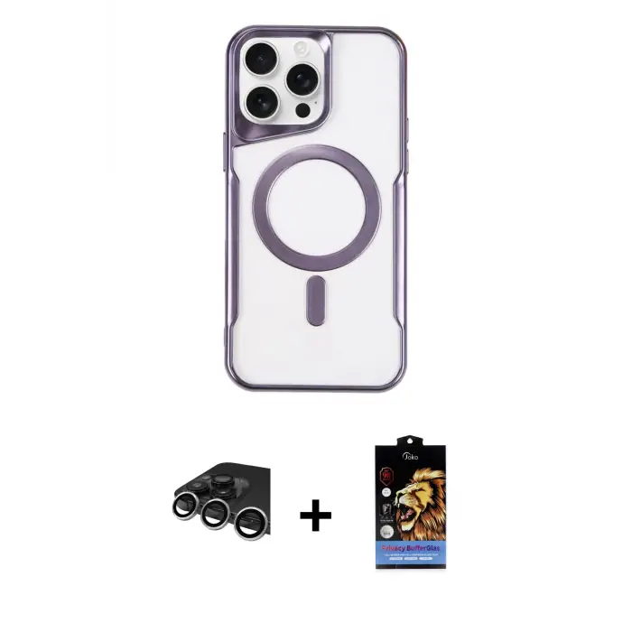 ieg™ iPhone 14 Pro Max Kılıf Yadigar Klasik Özel Seri - Siyah Buffer Hayalet Cam Ekran Koruyucu + Raze Metal Kamera Lens - GS