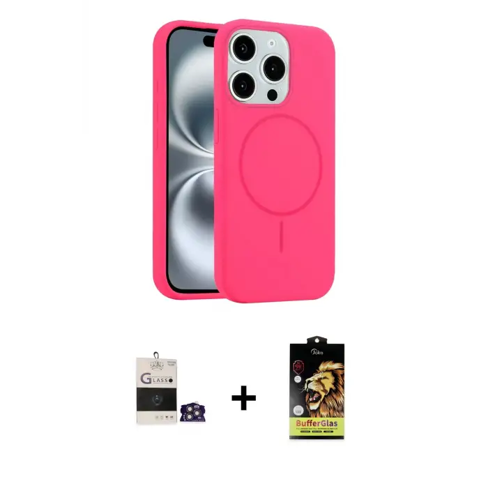 ieg™ iPhone 14 Pro Max Kılıf Yankı Form Serisi - Siyah Buffer Cam Ekran Koruyucu + Bilvis Titan Kamera Lens - GS