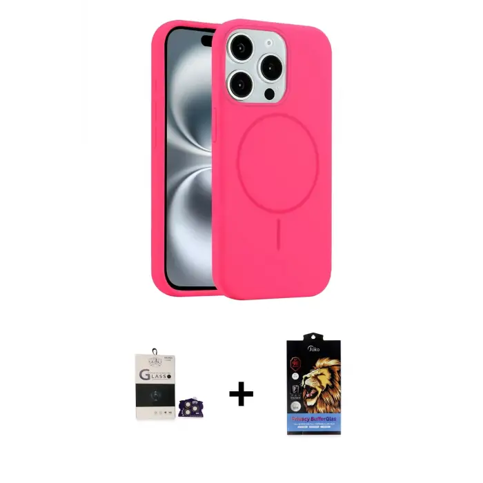 ieg™ iPhone 14 Pro Max Kılıf Yankı Form Serisi - Siyah Buffer Hayalet Cam Ekran Koruyucu + Bilvis Titan Kamera Lens - GD