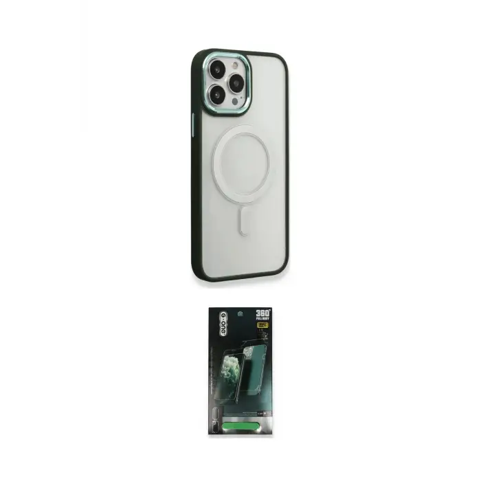 ieg™ iPhone 14 Pro Max Kılıf Yankı Işık Özel Seri - Siyah 360 Mat Full Body Arka Koruyucu