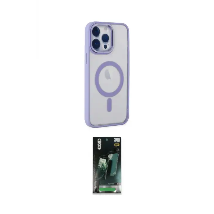 ieg™ iPhone 14 Pro Max Kılıf Yankı Işık Özel Seri - Siyah 360 Mat Full Body Arka Koruyucu