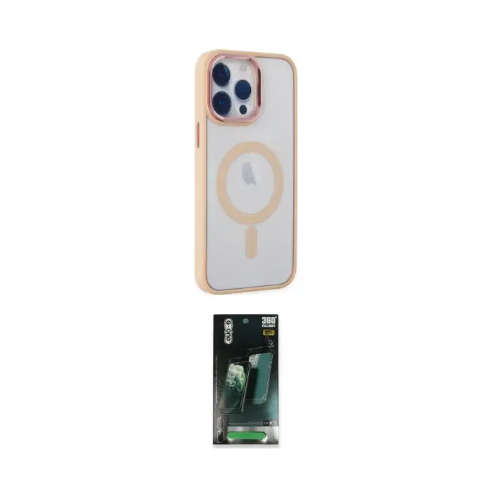 ieg™ iPhone 14 Pro Max Kılıf Yankı Işık Özel Seri - Siyah 360 Mat Full Body Arka Koruyucu