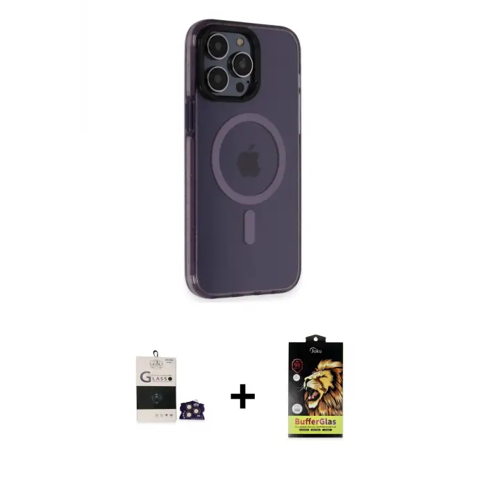 ieg™ iPhone 14 Pro Max Kılıf Yankı Işık Prime - Siyah Buffer Cam Ekran Koruyucu + Bilvis Titan Kamera Lens - GD
