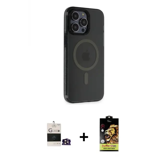 ieg™ iPhone 14 Pro Max Kılıf Yankı Işık Prime - Siyah Buffer Cam Ekran Koruyucu + Bilvis Titan Kamera Lens - GD