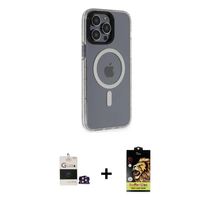 ieg™ iPhone 14 Pro Max Kılıf Yankı Işık Prime - Siyah Buffer Cam Ekran Koruyucu + Bilvis Titan Kamera Lens - GD