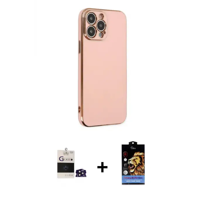 ieg™ iPhone 14 Pro Max Kılıf Yankı Serisi - Siyah Buffer Hayalet Cam Ekran Koruyucu + Bilvis Titan Kamera Lens - DNMR