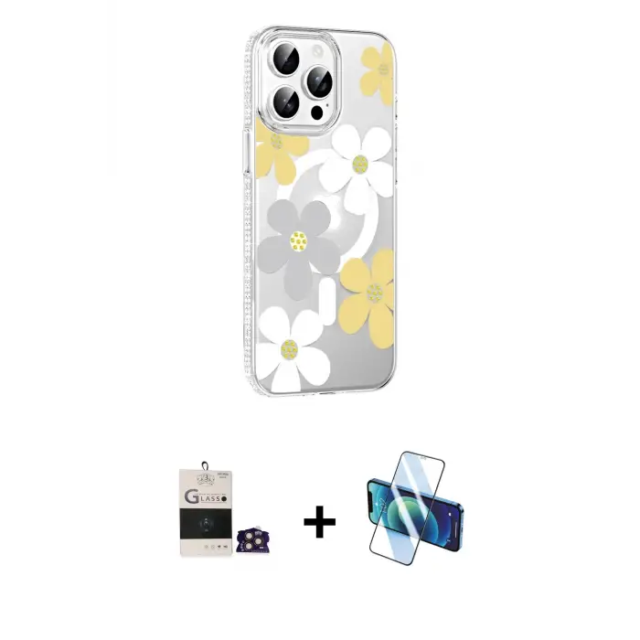 ieg™ iPhone 14 Pro Max Kılıf Yörünge Işık Prime - Siyah 3D Antistatik Cam Ekran Koruyucu + Bilvis Titan Kamera Lens - GD