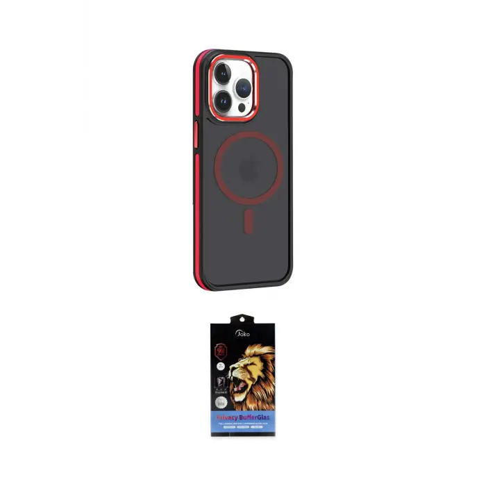 ieg™ iPhone 14 Pro Max Kılıf Yörünge Klasik - Siyah Buffer Hayalet Cam Ekran Koruyucu