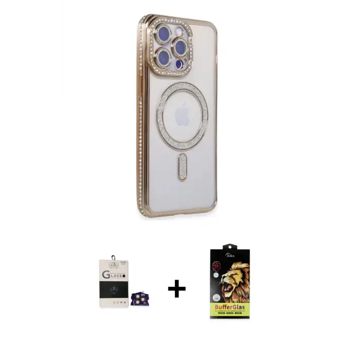 ieg™ iPhone 14 Pro Max Kılıf Zirve Doku Prime - Siyah Buffer Cam Ekran Koruyucu + Bilvis Titan Kamera Lens - GD