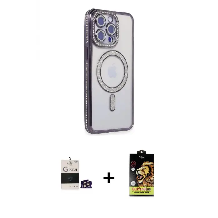 ieg™ iPhone 14 Pro Max Kılıf Zirve Doku Prime - Siyah Buffer Cam Ekran Koruyucu + Bilvis Titan Kamera Lens - GD