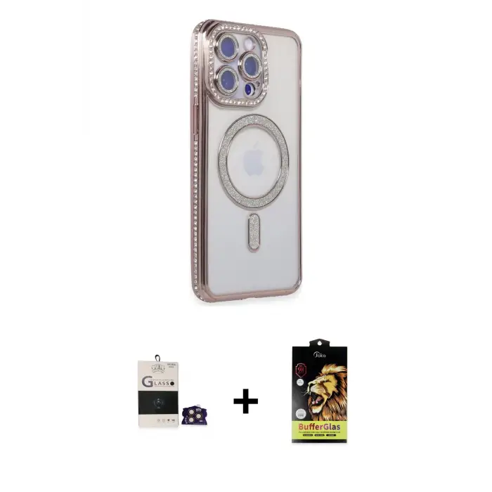 ieg™ iPhone 14 Pro Max Kılıf Zirve Doku Prime - Siyah Buffer Cam Ekran Koruyucu + Bilvis Titan Kamera Lens - GD