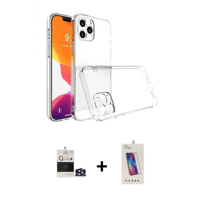 ieg™ iPhone 14 Pro Max Kılıf Zirve Doku - Siyah Joko 5D Cam + Bilvis Titan Kamera Lens - GS