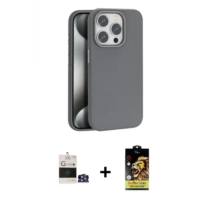 ieg™ iPhone 14 Pro Max Kılıf Zirve Modern Prime - Siyah Buffer Cam Ekran Koruyucu + Bilvis Titan Kamera Lens - GS