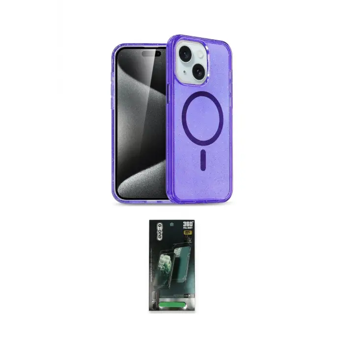 ieg™ iPhone 15 Kılıf Nova Asil Prime - Şeffaf 360 Full Body Arka Koruyucu