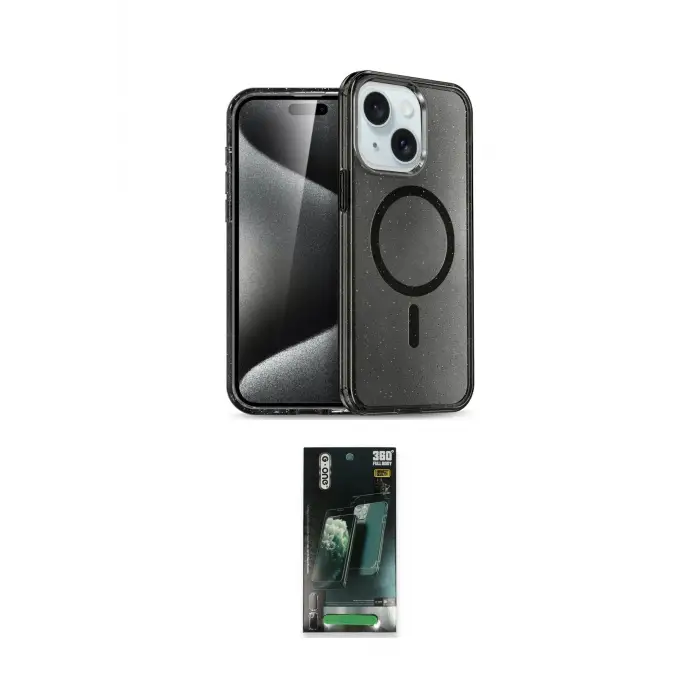 ieg™ iPhone 15 Kılıf Nova Asil Prime - Şeffaf 360 Full Body Arka Koruyucu