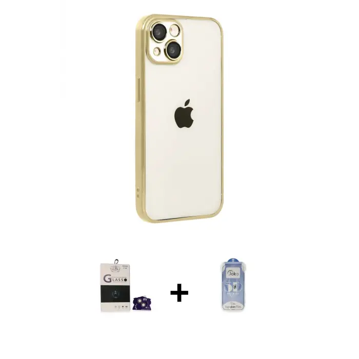 ieg™ iPhone 15 Kılıf Vadi Minimal - Siyah Joko Magic 5D Cam + Bilvis Titan Kamera Lens - PE