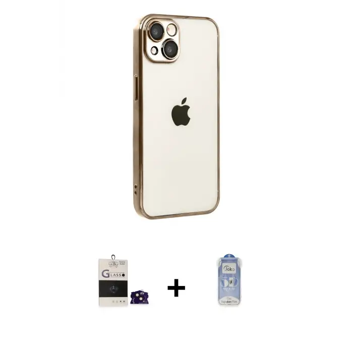 ieg™ iPhone 15 Kılıf Vadi Minimal - Siyah Joko Magic 5D Cam + Bilvis Titan Kamera Lens - SH