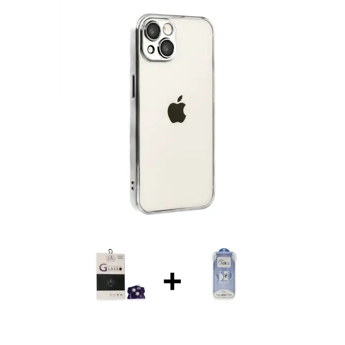 ieg™ iPhone 15 Kılıf Vadi Minimal - Siyah Joko Magic 5D Cam + Bilvis Titan Kamera Lens - YL