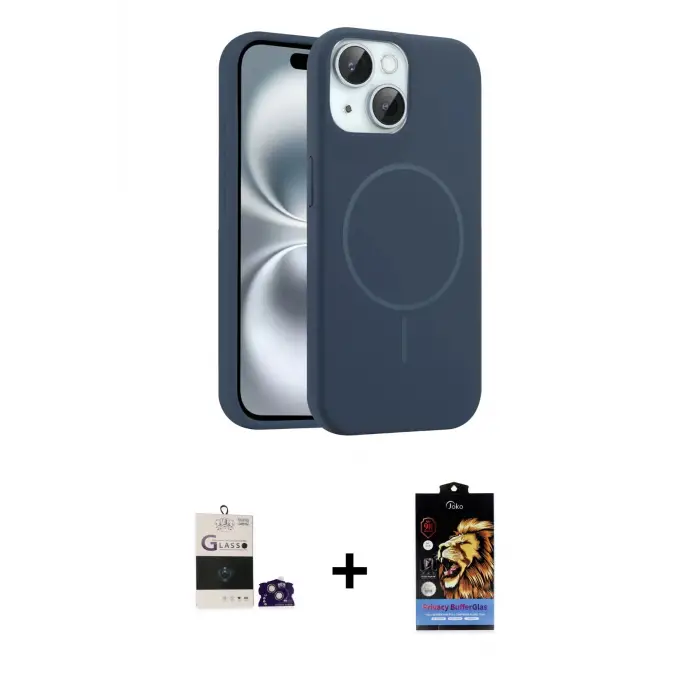 ieg™ iPhone 15 Kılıf Yankı Form Serisi - Siyah Buffer Hayalet Cam Ekran Koruyucu + Bilvis Titan Kamera Lens - YL