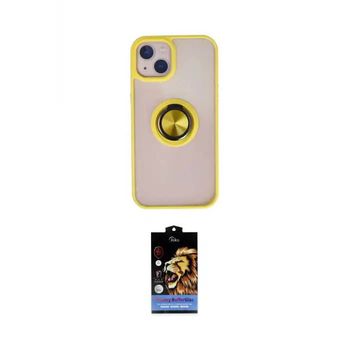 ieg™ iPhone 15 Kılıf Yörünge Çizgi - Siyah Buffer Hayalet Cam Ekran Koruyucu