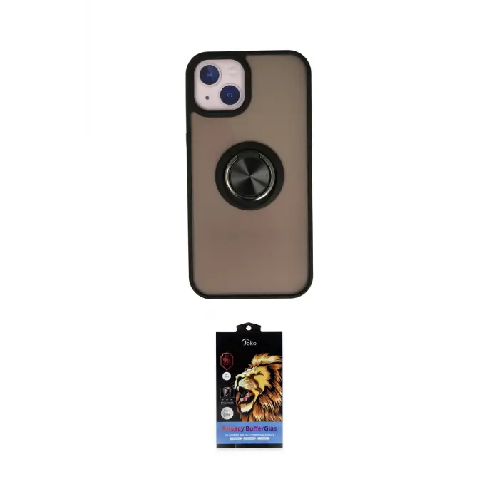 ieg™ iPhone 15 Kılıf Yörünge Çizgi - Siyah Buffer Hayalet Cam Ekran Koruyucu