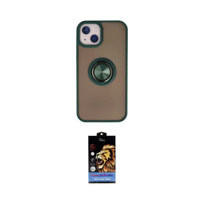 ieg™ iPhone 15 Kılıf Yörünge Çizgi - Siyah Buffer Hayalet Cam Ekran Koruyucu