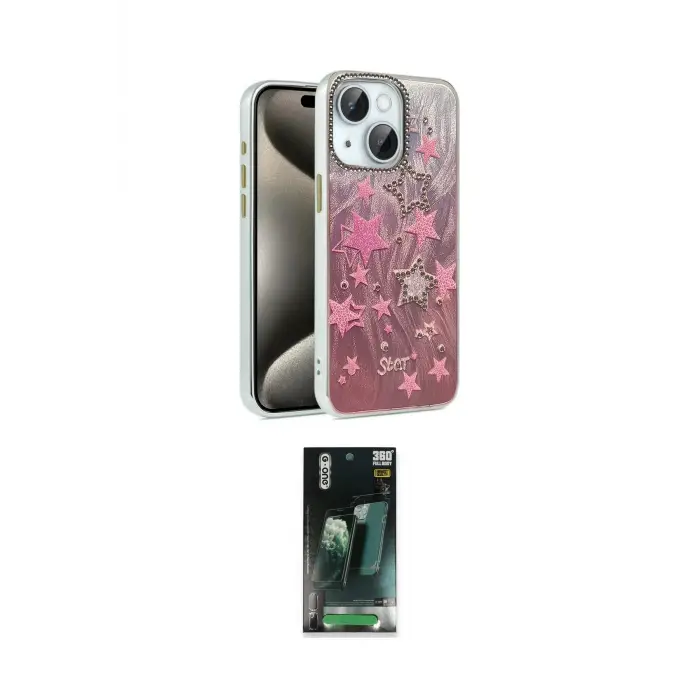 ieg™ iPhone 15 Kılıf Zirve Modern Prime - Şeffaf 360 Full Body Arka Koruyucu