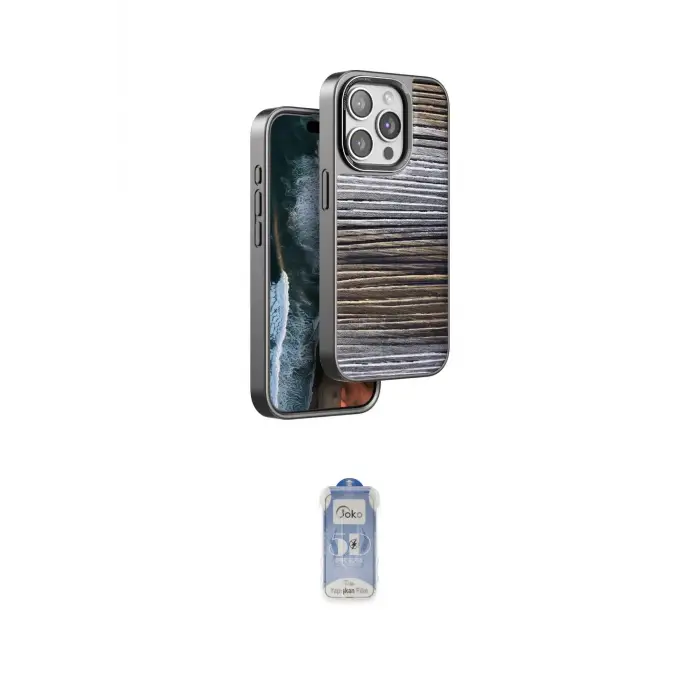 ieg™ iPhone 15 Pro Kılıf Atlas Minimal Özel Seri - Siyah Joko Magic 5D Cam