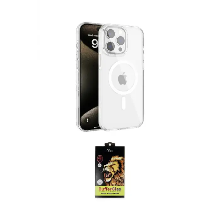 ieg™ iPhone 15 Pro Kılıf Doruk Doku Özel Seri - Siyah Buffer Cam Ekran Koruyucu