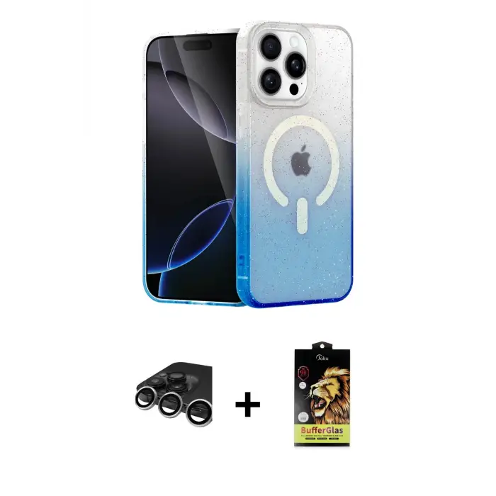 ieg™ iPhone 15 Pro Kılıf Eksen Minimal Özel Seri - Siyah Buffer Cam Ekran Koruyucu + Raze Metal Kamera Lens - GS