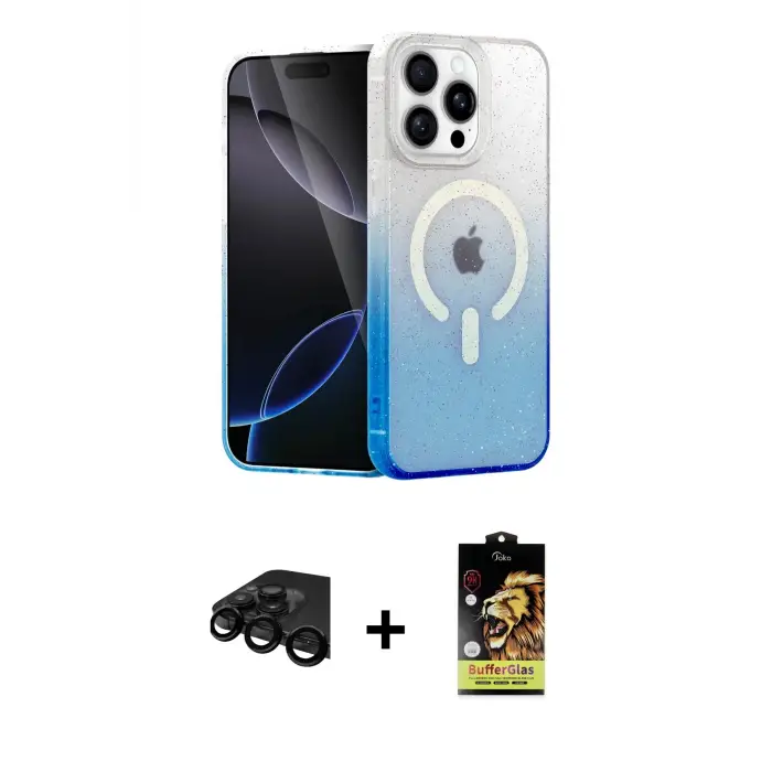 ieg™ iPhone 15 Pro Kılıf Eksen Minimal Özel Seri - Siyah Buffer Cam Ekran Koruyucu + Raze Metal Kamera Lens - SH