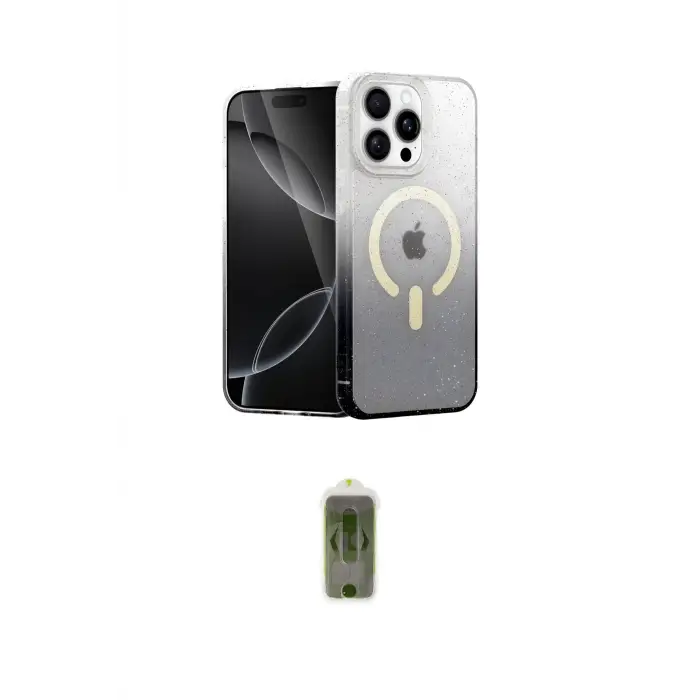 ieg™ iPhone 15 Pro Kılıf Eksen Minimal Özel Seri - Siyah Joko Magic 5D Hayalet Cam