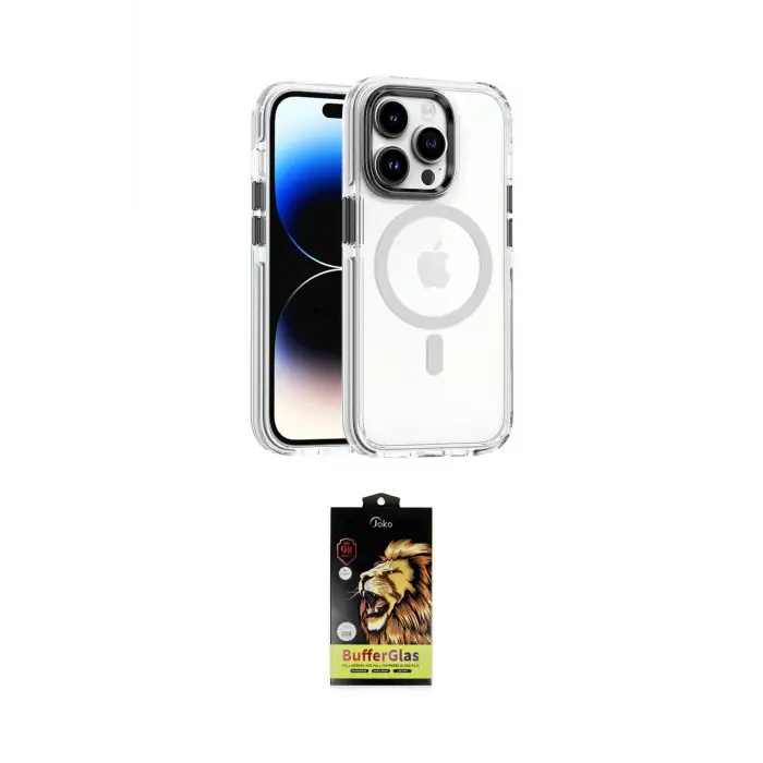 ieg™ iPhone 15 Pro Kılıf Kozmos Doku Koleksiyonu - Siyah Buffer Cam Ekran Koruyucu