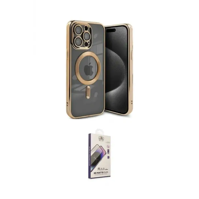ieg™ iPhone 15 Pro Kılıf Nova Işık Özel Seri - Siyah Bilvis 3D Mat Cam Ekran Koruyucu