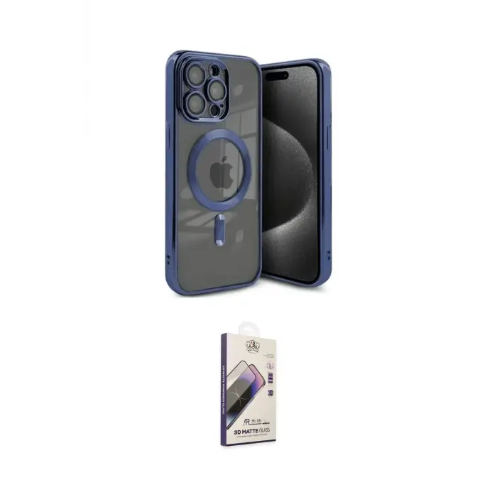ieg™ iPhone 15 Pro Kılıf Nova Işık Özel Seri - Siyah Bilvis 3D Mat Cam Ekran Koruyucu