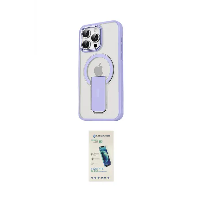 ieg™ iPhone 15 Pro Kılıf Pusula Doku Koleksiyonu - Şeffaf Pasifik Cam Ekran Koruyucu