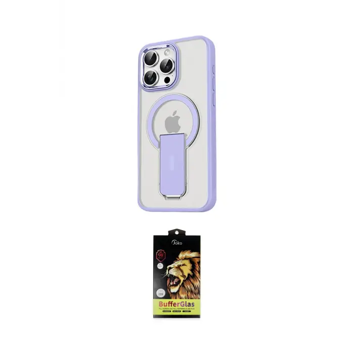 ieg™ iPhone 15 Pro Kılıf Pusula Doku Koleksiyonu - Siyah Buffer Cam Ekran Koruyucu
