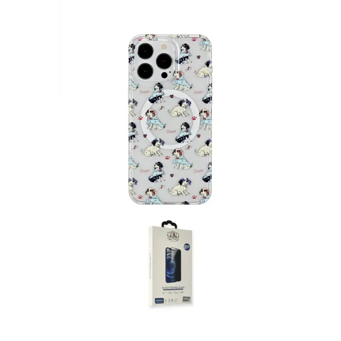 ieg™ iPhone 15 Pro Kılıf Pusula Form - Siyah Bilvis Hayalet Cam Ekran Koruyucu