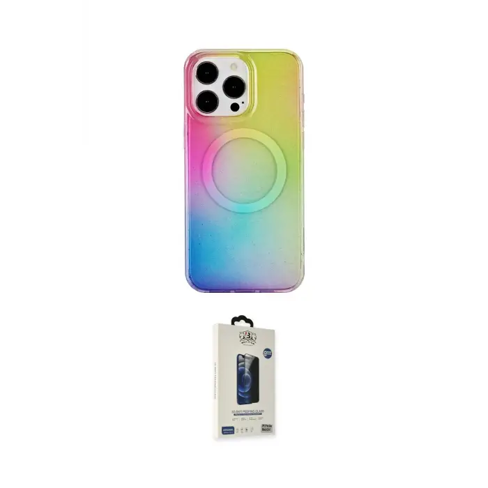 ieg™ iPhone 15 Pro Kılıf Pusula Form - Siyah Bilvis Hayalet Cam Ekran Koruyucu