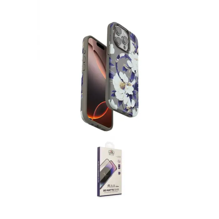 ieg™ iPhone 15 Pro Kılıf Siluet Doku - Siyah Bilvis 3D Mat Cam Ekran Koruyucu