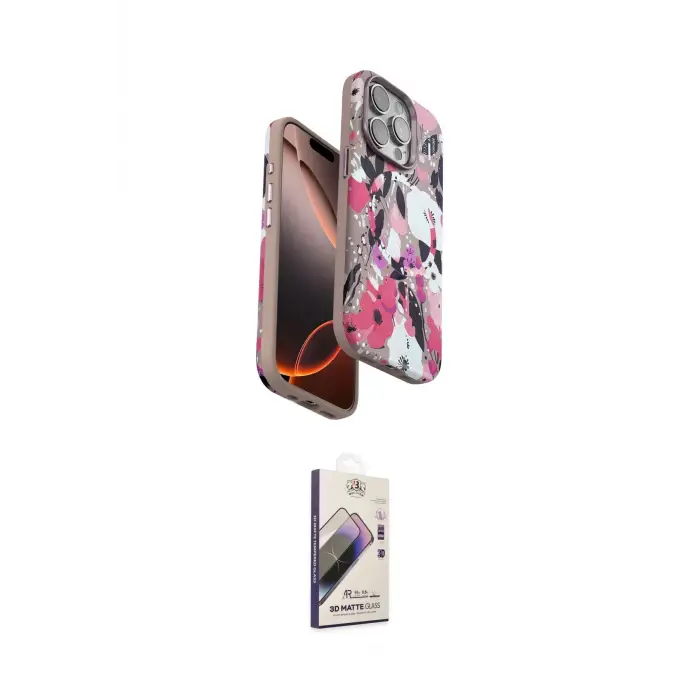 ieg™ iPhone 15 Pro Kılıf Siluet Doku - Siyah Bilvis 3D Mat Cam Ekran Koruyucu