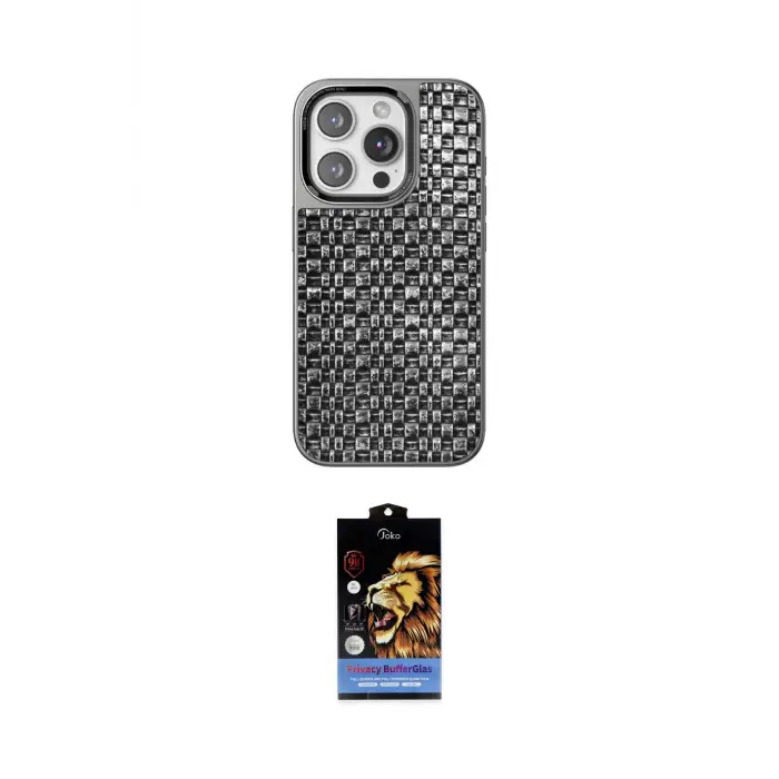 ieg™ iPhone 15 Pro Kılıf Siluet Form Serisi - Siyah Buffer Hayalet Cam Ekran Koruyucu