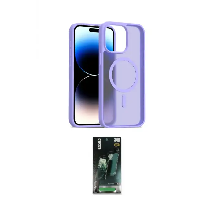 ieg™ iPhone 15 Pro Kılıf Siluet Minimal Prime - Siyah 360 Mat Full Body Arka Koruyucu