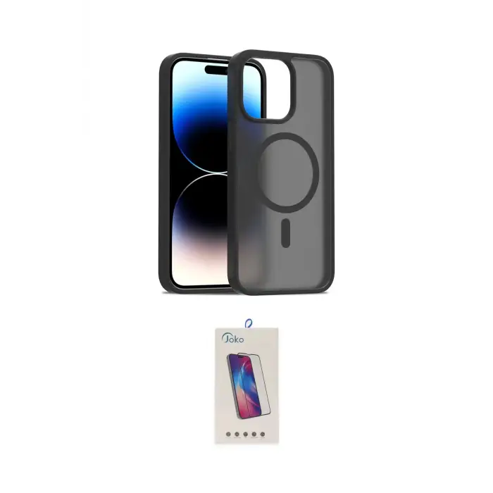 ieg™ iPhone 15 Pro Kılıf Siluet Minimal Prime - Siyah Joko 5D Cam