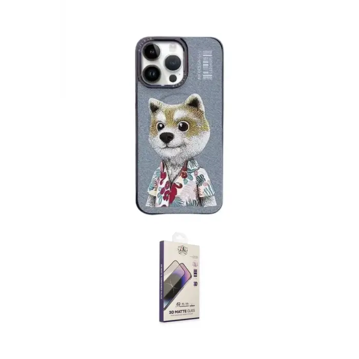 ieg™ iPhone 15 Pro Kılıf Siluet Modern Özel Seri - Siyah Bilvis 3D Mat Cam Ekran Koruyucu