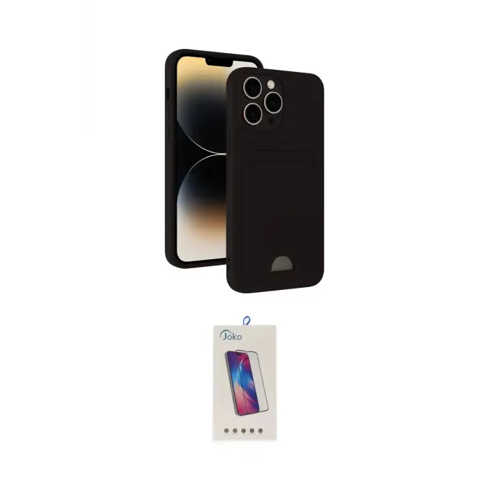 ieg™ iPhone 15 Pro Kılıf Vadi Çizgi Prime - Siyah Joko 5D Cam