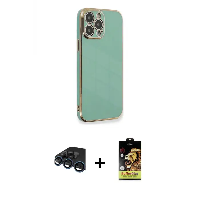 ieg™ iPhone 15 Pro Kılıf Yankı Serisi - Siyah Buffer Cam Ekran Koruyucu + Raze Metal Kamera Lens - LT