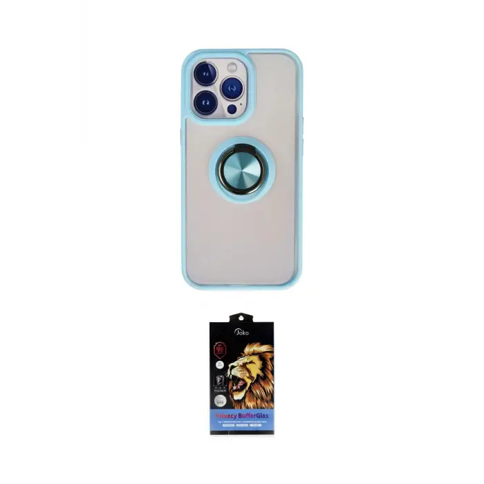 ieg™ iPhone 15 Pro Kılıf Yörünge Çizgi - Siyah Buffer Hayalet Cam Ekran Koruyucu