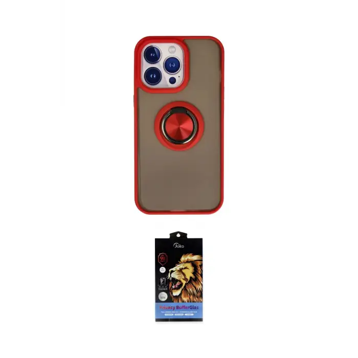 ieg™ iPhone 15 Pro Kılıf Yörünge Çizgi - Siyah Buffer Hayalet Cam Ekran Koruyucu