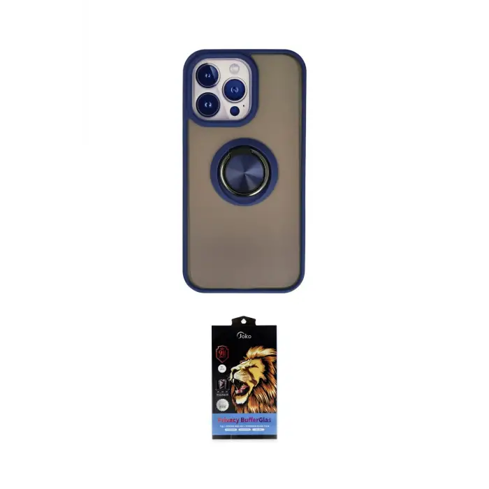 ieg™ iPhone 15 Pro Kılıf Yörünge Çizgi - Siyah Buffer Hayalet Cam Ekran Koruyucu